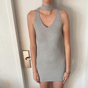 Rumor Boutique Gray Cutout Sweater Dress